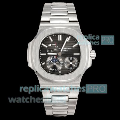 3K Factory Swiss Replica Patek Philippe Nautilus 5712 Moon Phase 40mm Stainless Steel Watch 